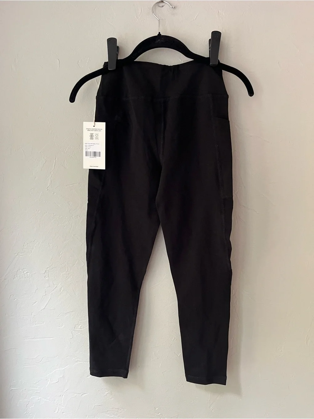 MATE THE LABEL ORGANIC STRETCH MIDI LEGGINGS WITH POCKETS JET BLACK XS S - Picture 5 of 5